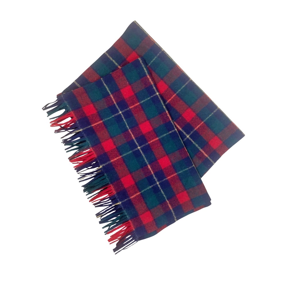 Pendleton Wool Scarf Kilgore Tartan Plaid Red Green Blue USA Made Fringe 49x13